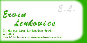 ervin lenkovics business card